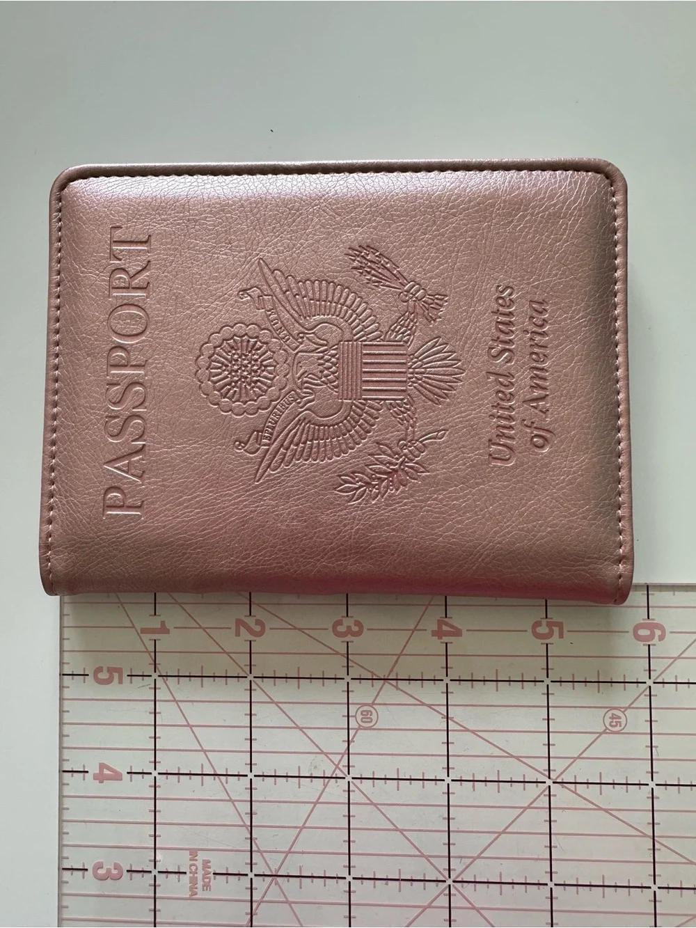 Pink Metallic Passport Holder Card Slots Pen Sim Money International Travel USA